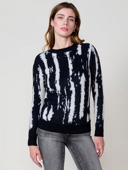 Damen-Rundhals-Jacquard-Strickpullover in Schwarz - Koroshi 2522TR25