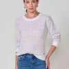 Women's knitted sweater with multicolored hearts effect
