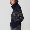 Women's ecru soft knit sweater with jacquard and high neck