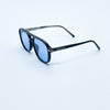 Lunettes de soleil unisexes noires avec verres bleus