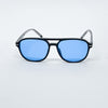 Lunettes de soleil unisexes noires avec verres bleus