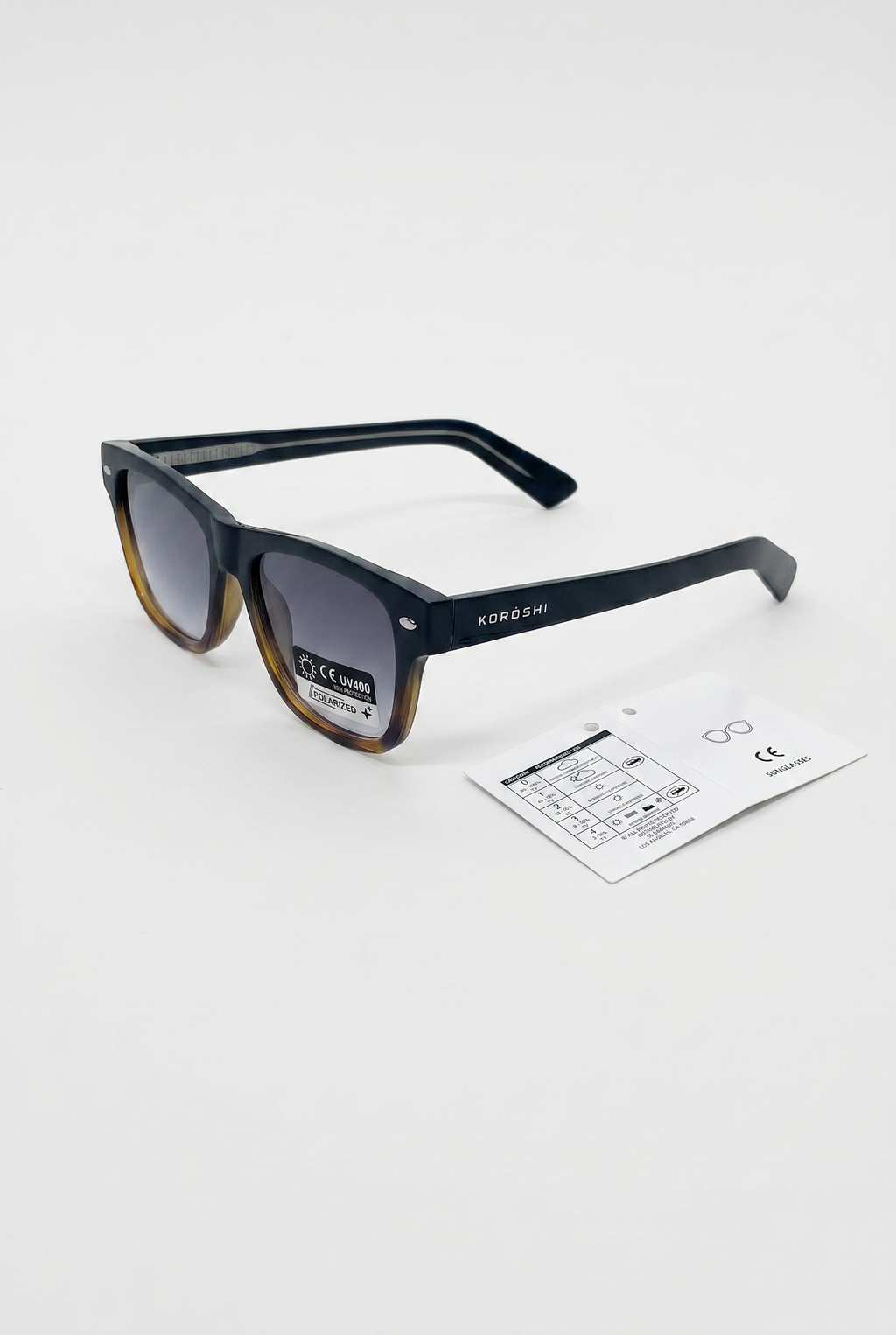 Two-tone matte black unisex sunglasses with black gradient lenses