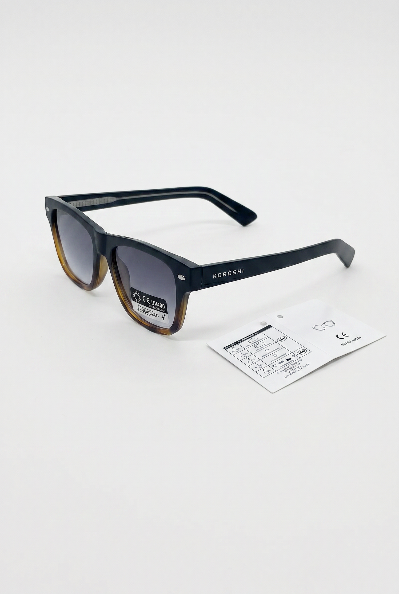 Two-tone matte black unisex sunglasses with black gradient lenses