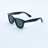 Gafas de sol unisex negras brillantes con lentes verdes polarizadas
