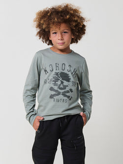 Skull long sleeve t-shirt BOYS khaki - Koroshi 2524ML01