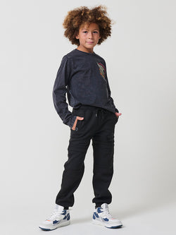 Jogger pants BOYS black cotton plush - Koroshi 2524PT02
