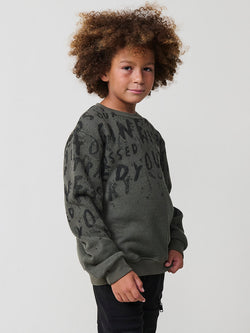 Sweatshirt BOYS Khaki printed round neck - Koroshi 2524SU06
