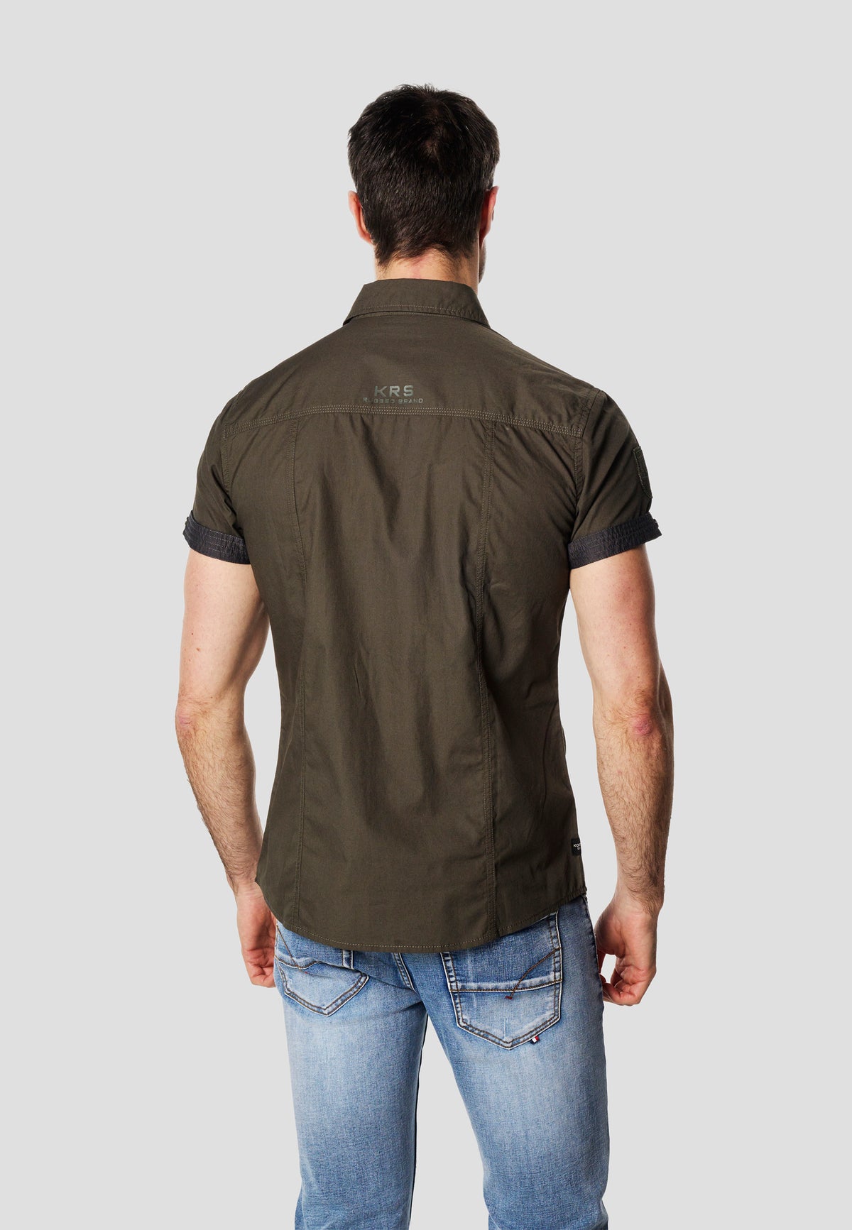 Camisa manga corta multipockets popelín náutico hombre kaki - Koroshi 2611CC04