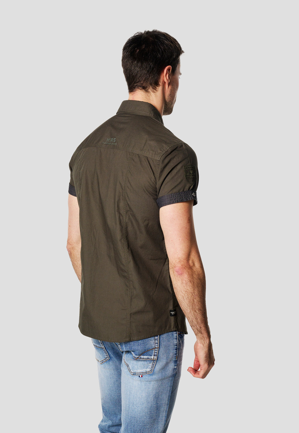 Camisa manga corta multipockets popelín náutico hombre kaki - Koroshi 2611CC04