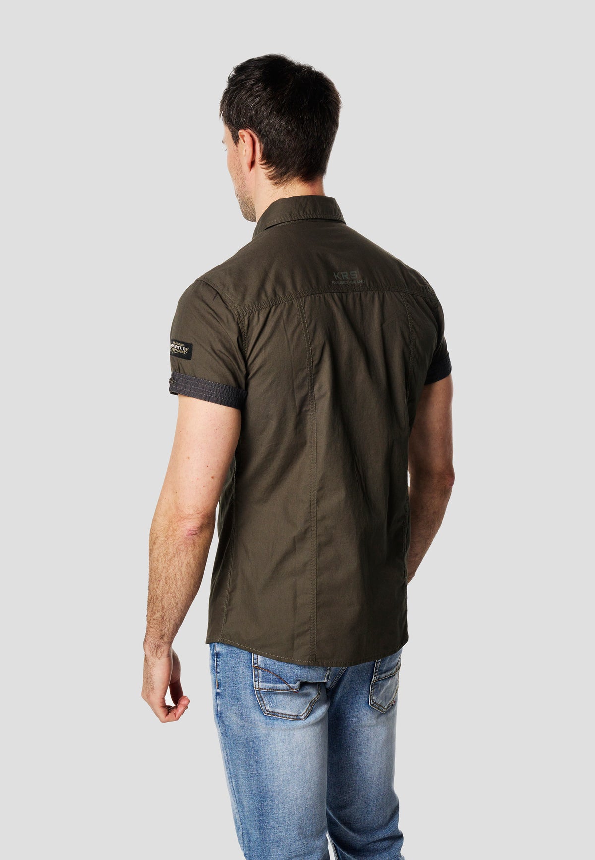 Camisa manga corta multipockets popelín náutico hombre kaki - Koroshi 2611CC04