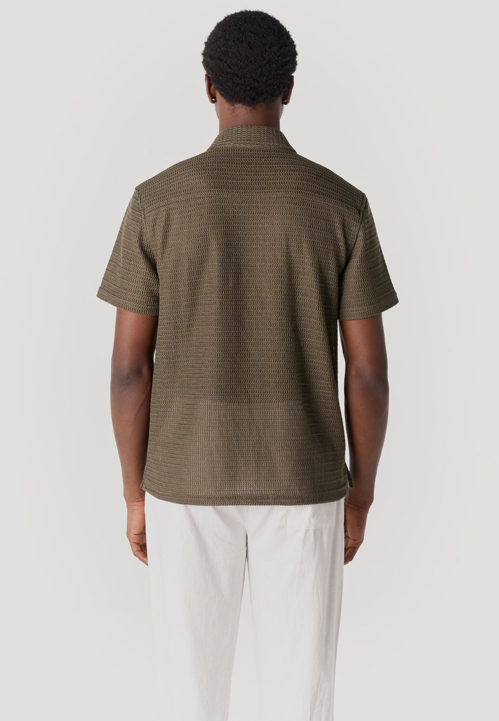 Camisa casual relaxed algodón manga corta hombre kaki - Koroshi 2611CC19