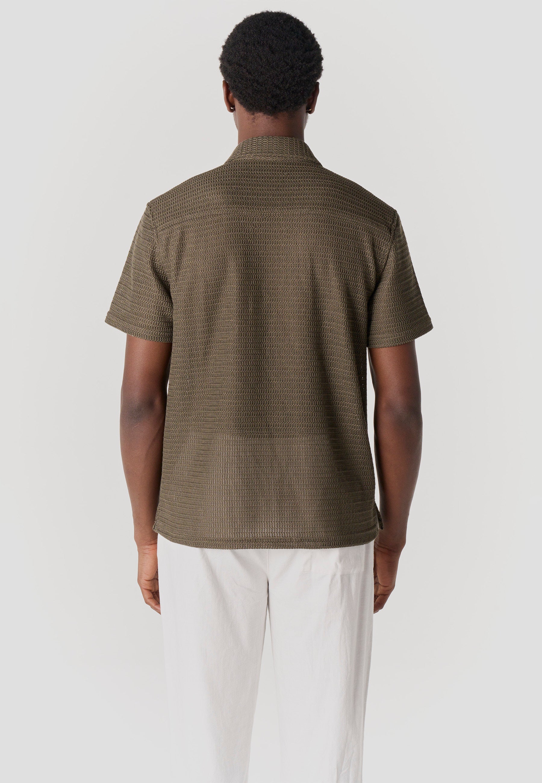 Camisa casual relaxed algodón manga corta hombre kaki - Koroshi 2611CC19