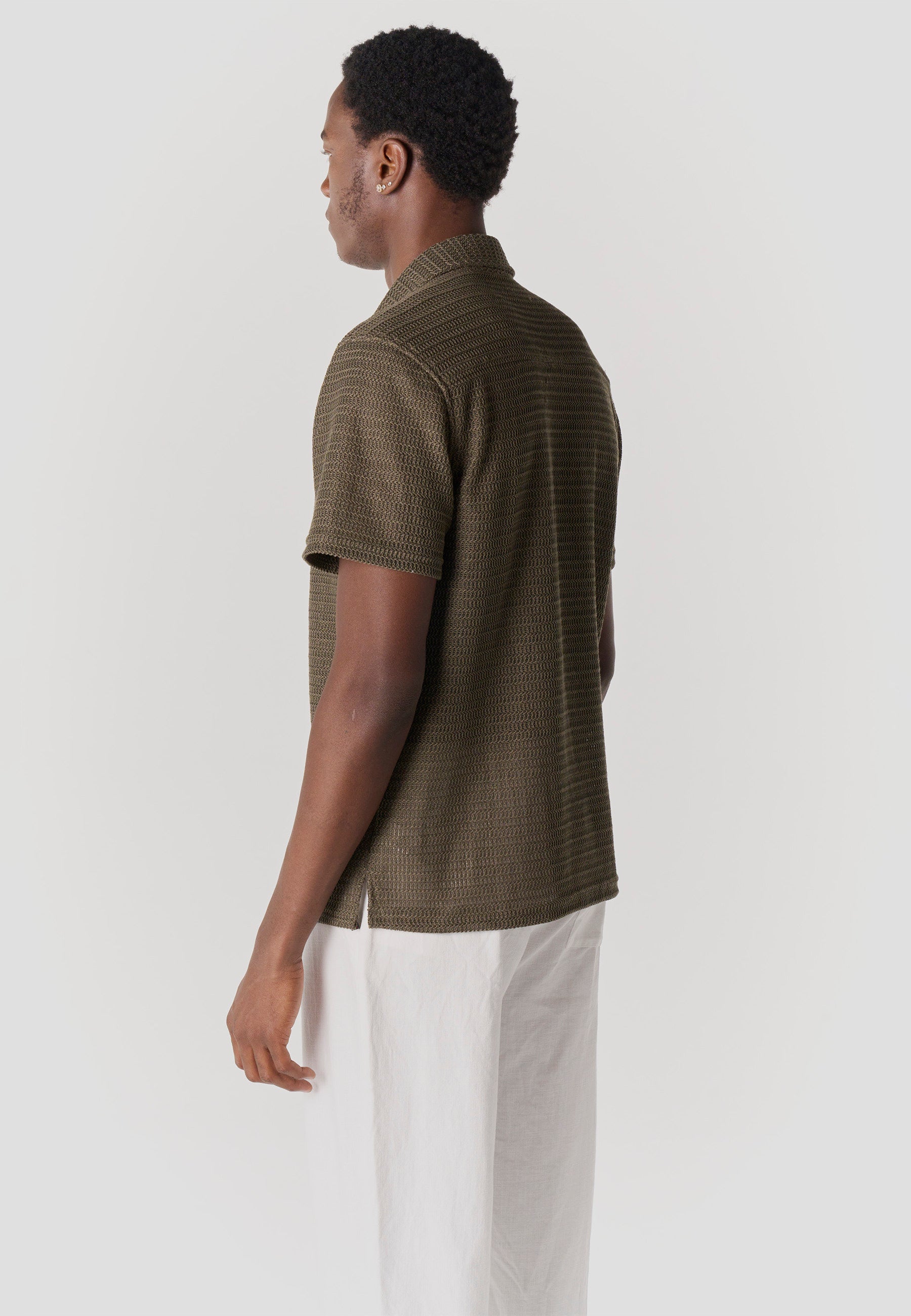 Camisa casual relaxed algodón manga corta hombre kaki - Koroshi 2611CC19