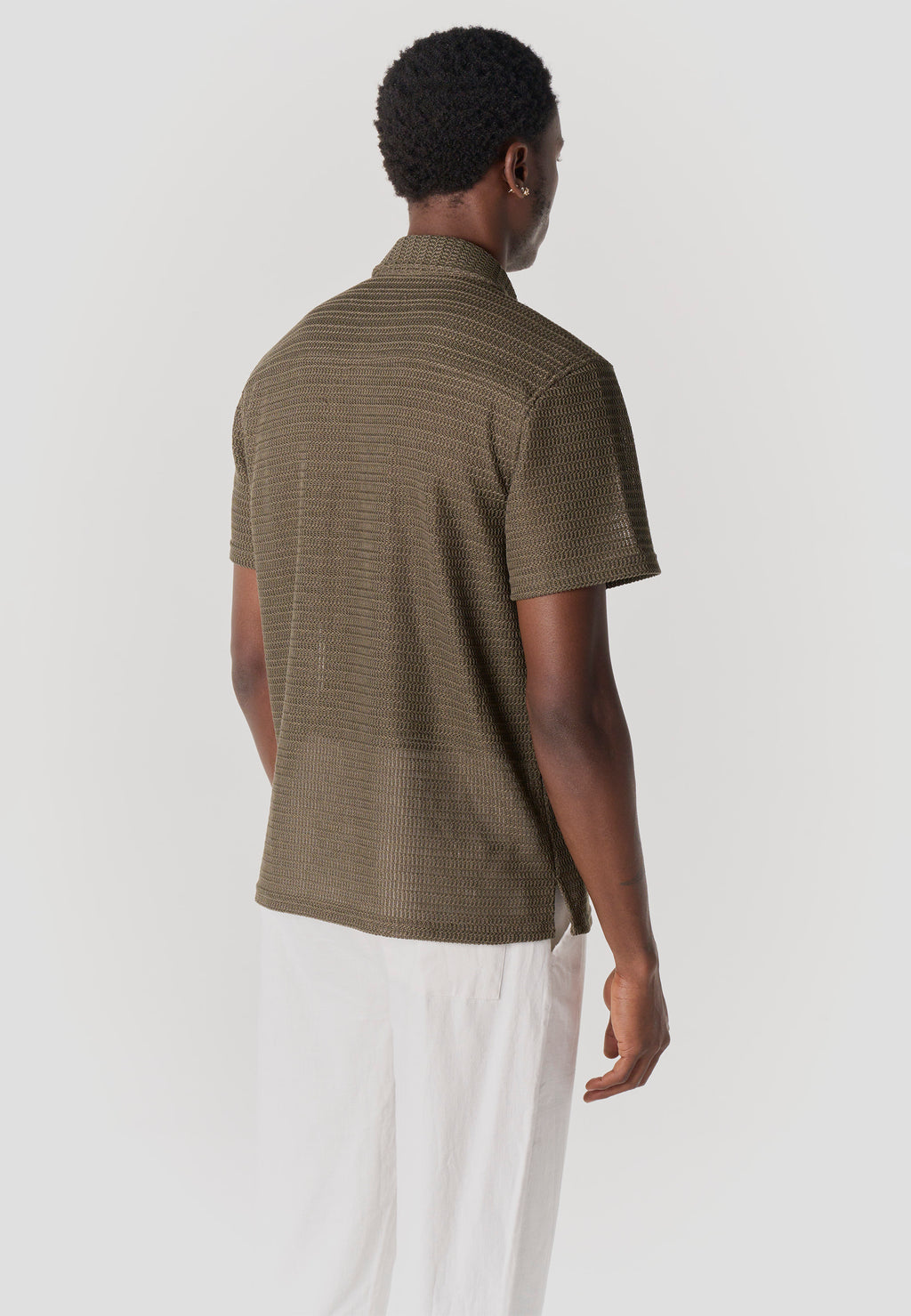 Camisa casual relaxed algodón manga corta hombre kaki - Koroshi 2611CC19