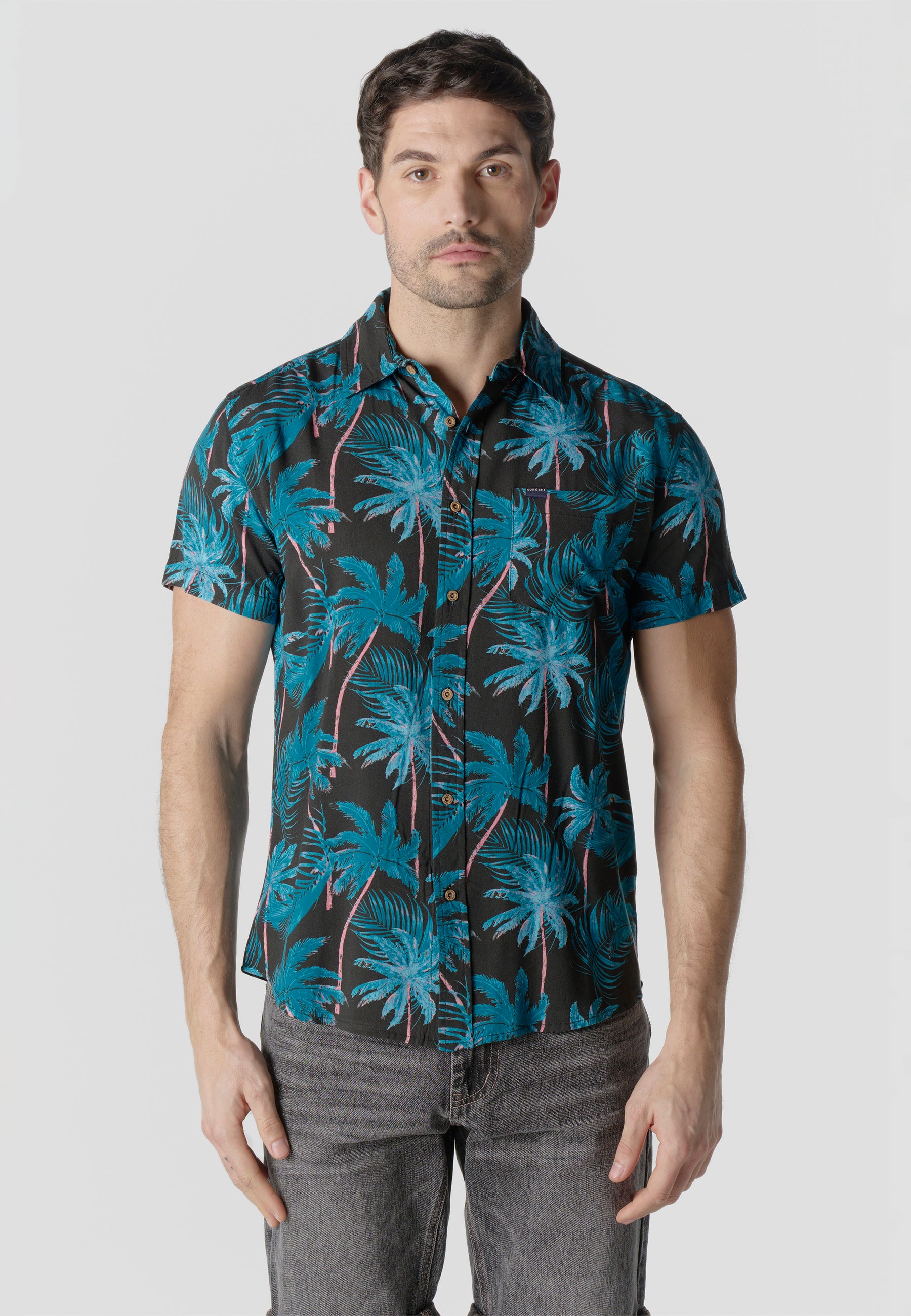 Camisa manga corta casual estampada hombre