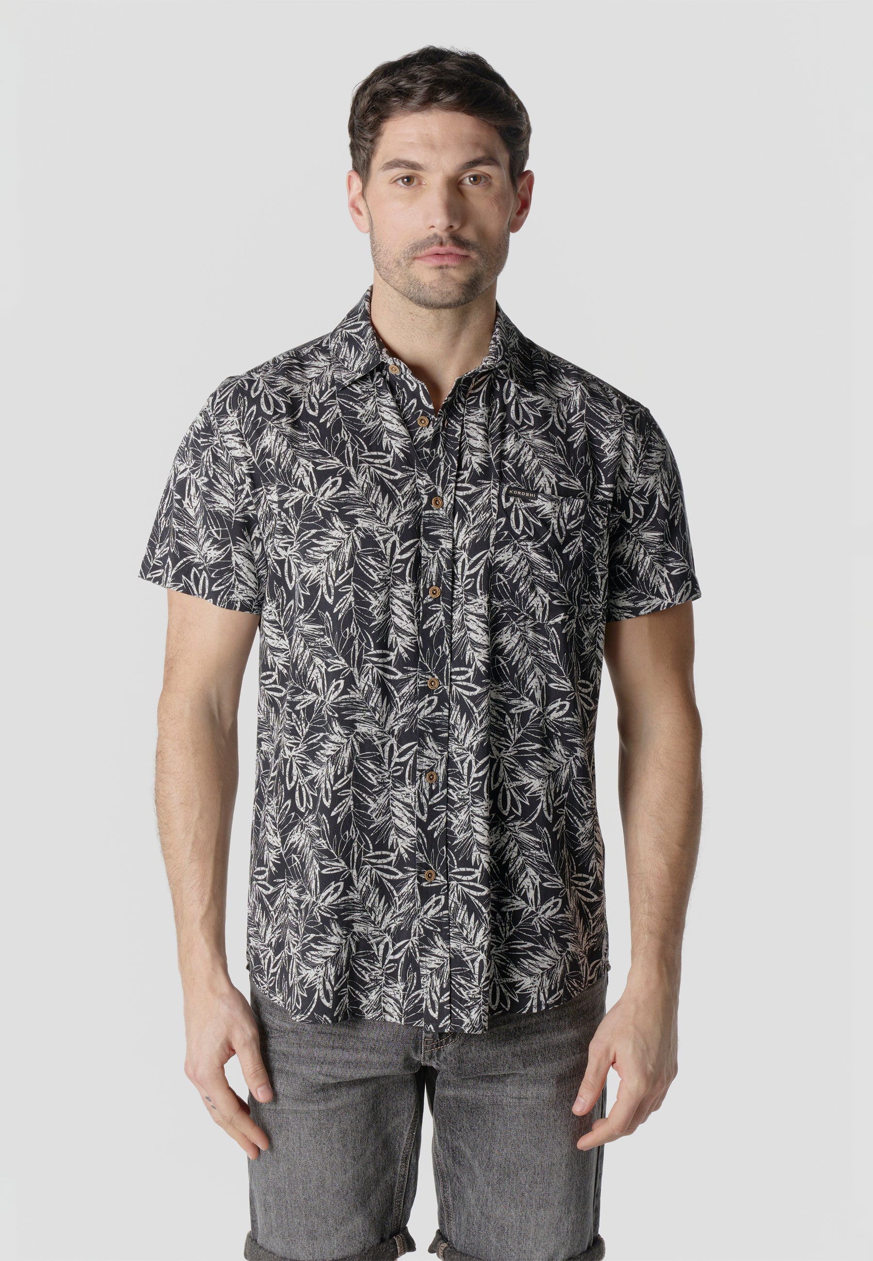 Camisa manga corta casual estampada hombre