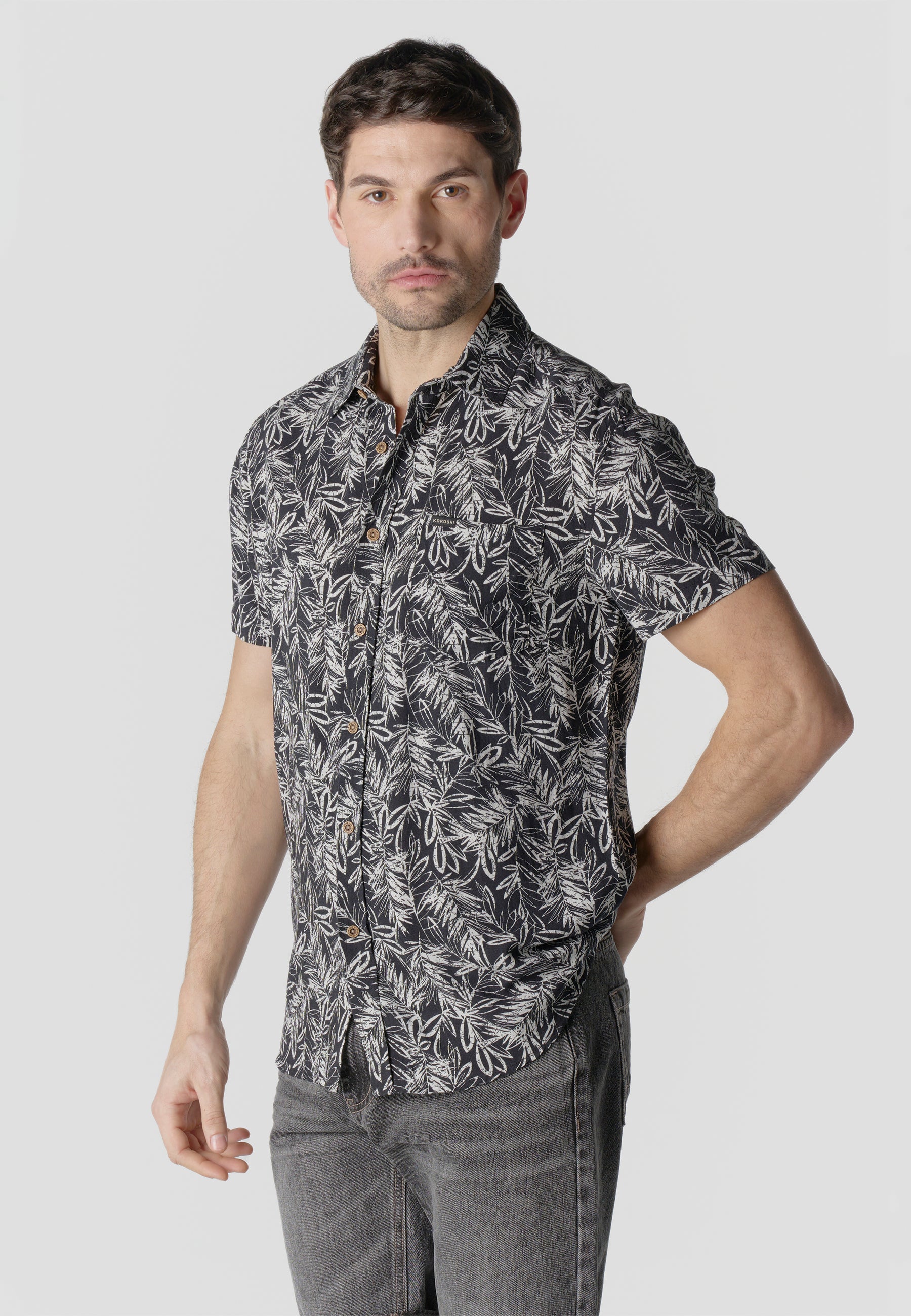 Camisa manga corta casual estampada hombre
