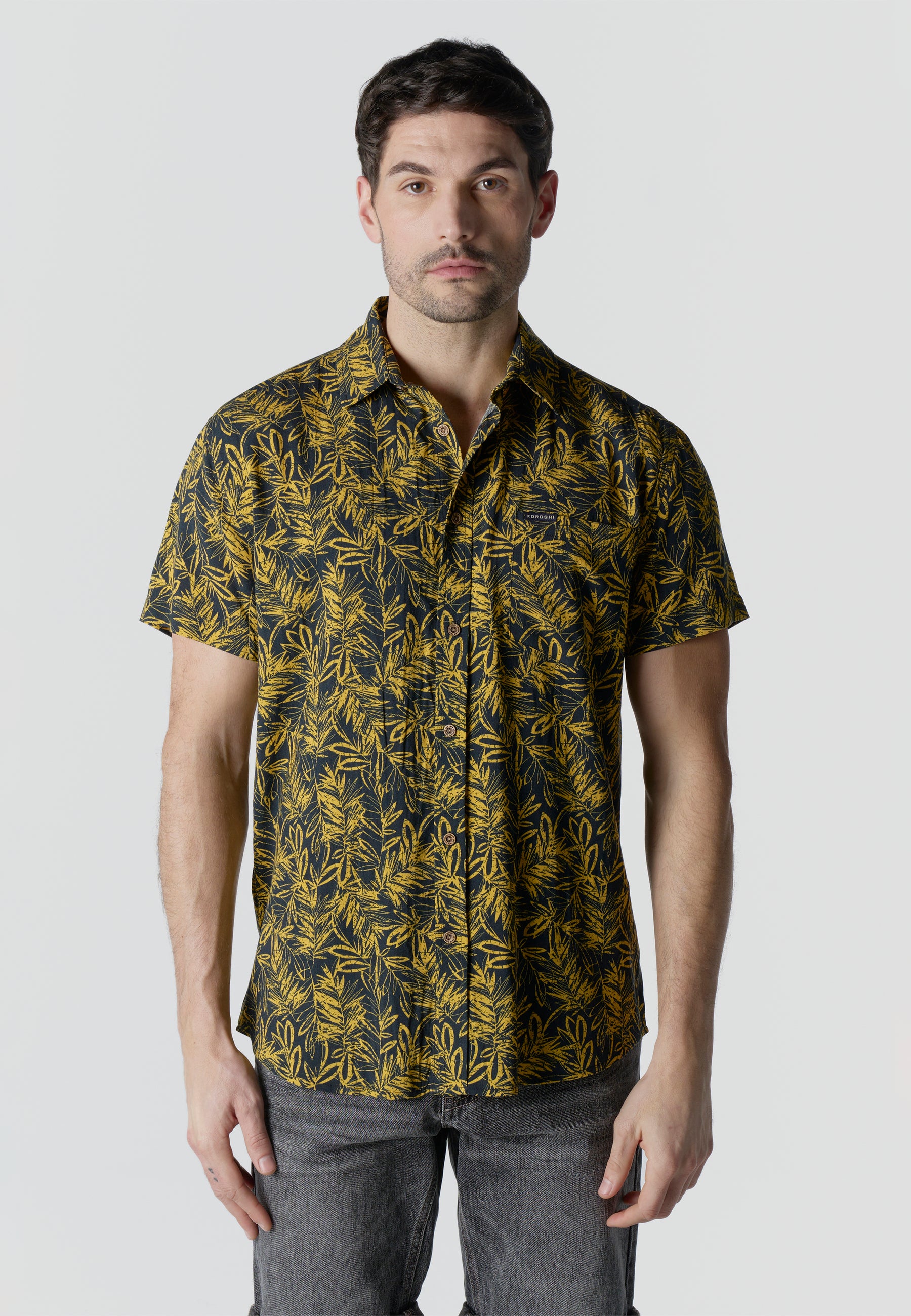 Camisa manga corta casual estampada hombre