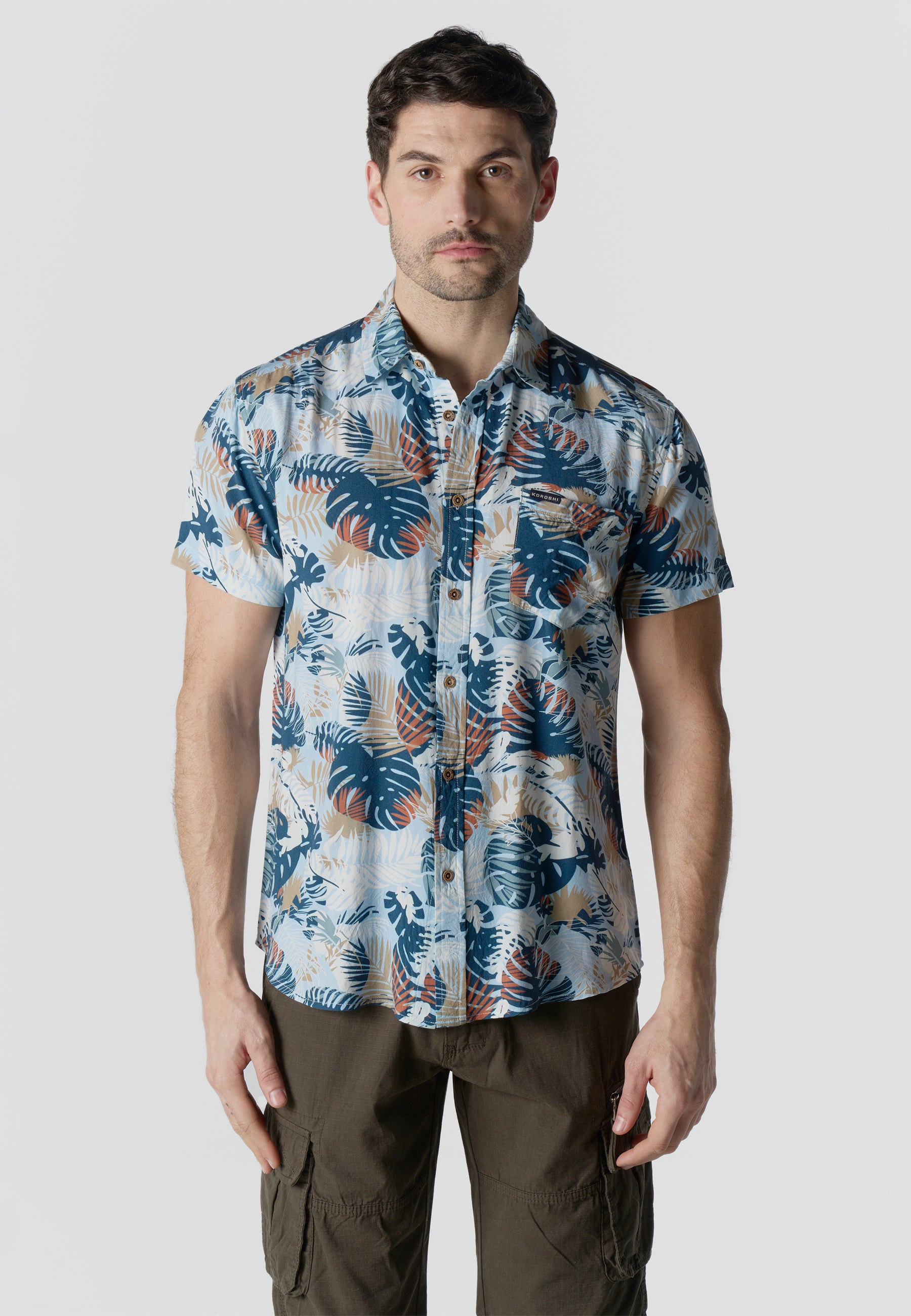 Camisa manga corta casual estampada hombre