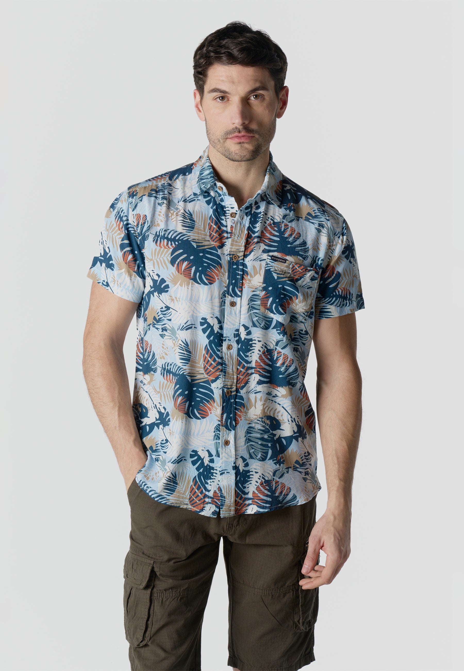Camisa manga corta casual estampada hombre