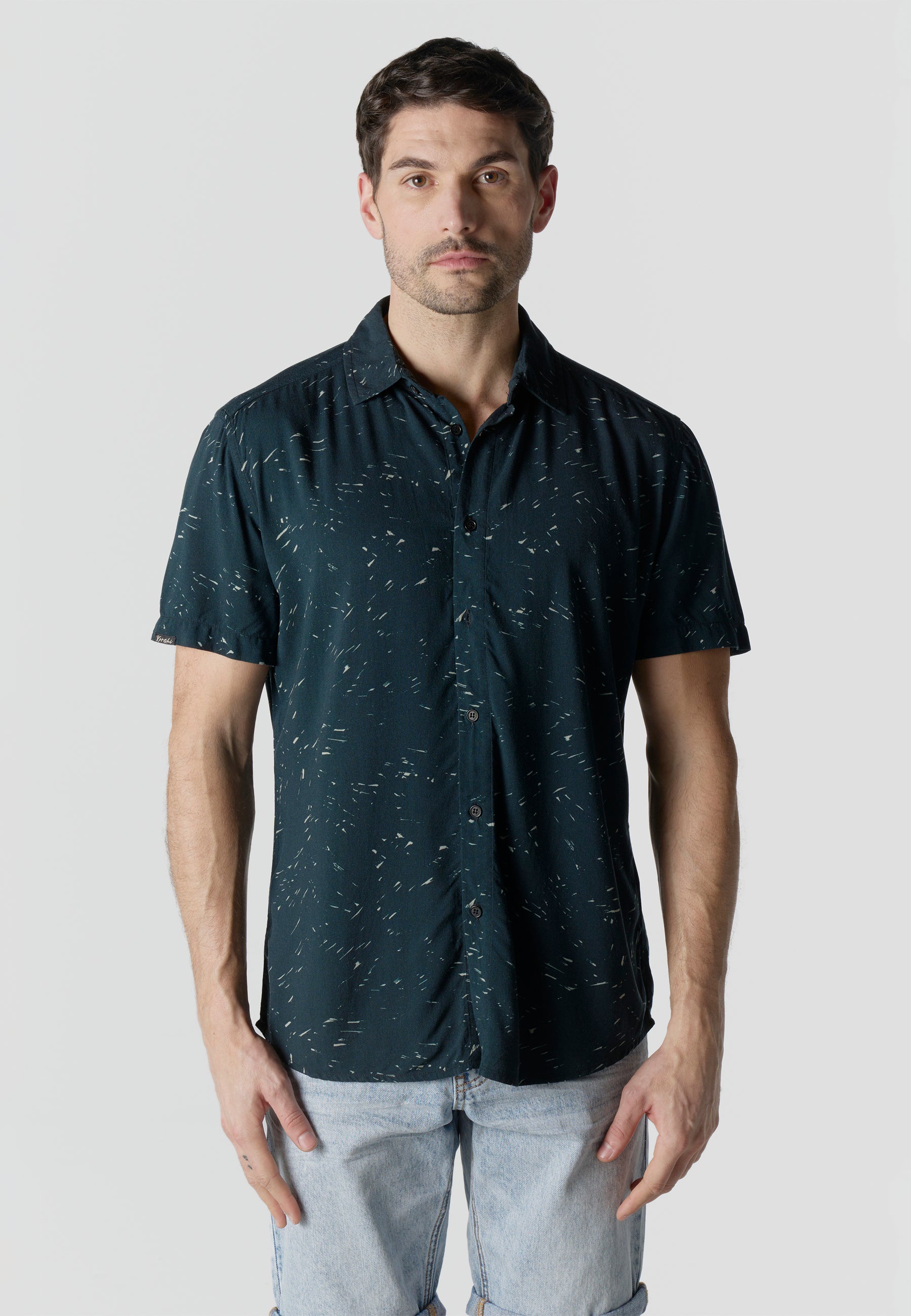 Camisa manga corta casual estampada hombre