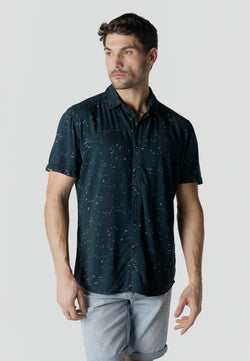 Camisa estampada casual viscosa màniga curta home negre - Koroshi 2611CC38