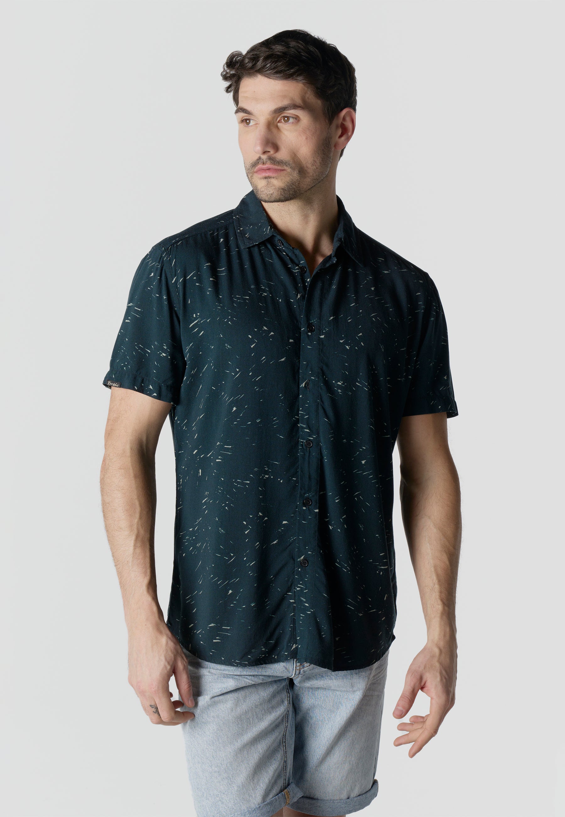 Camisa manga corta casual estampada hombre