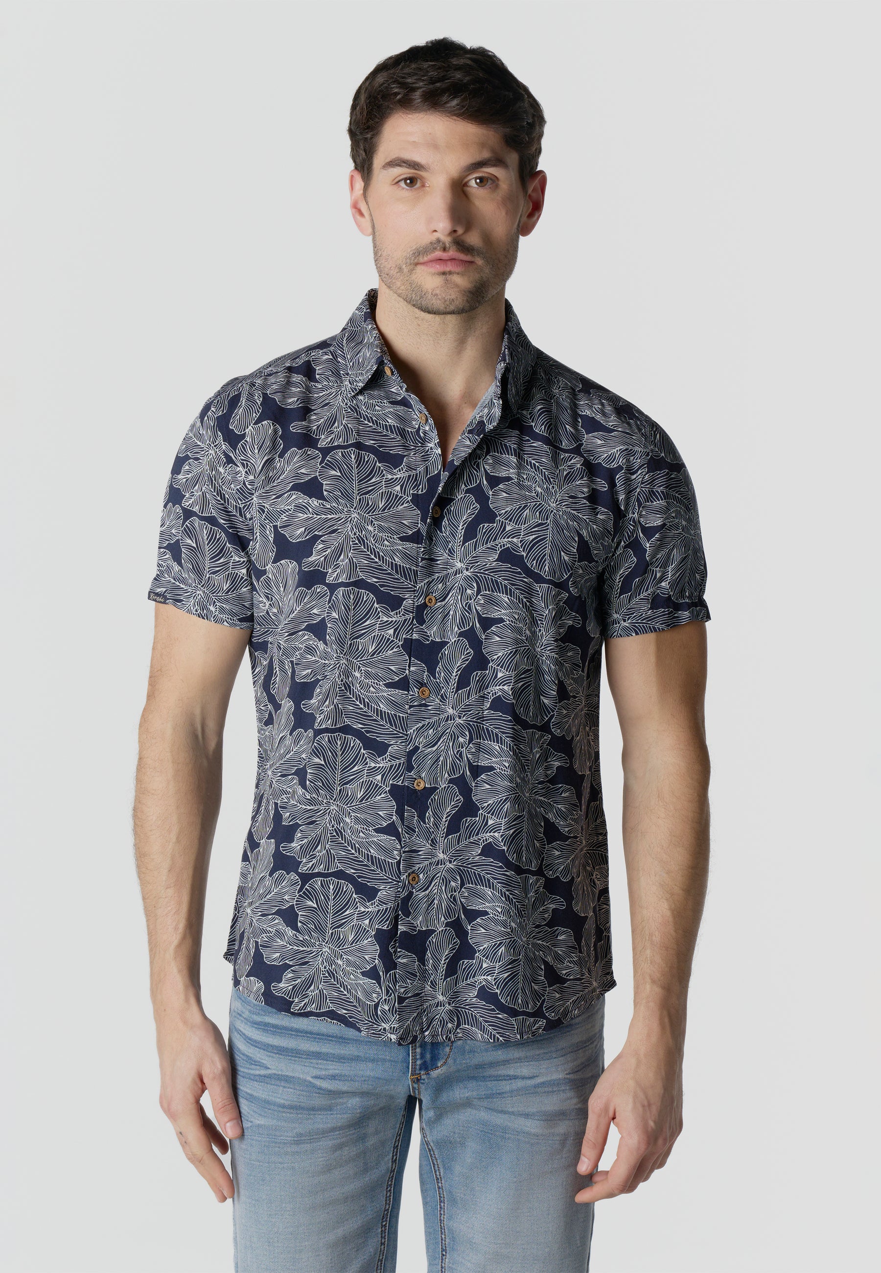 Camisa manga corta casual estampada hombre
