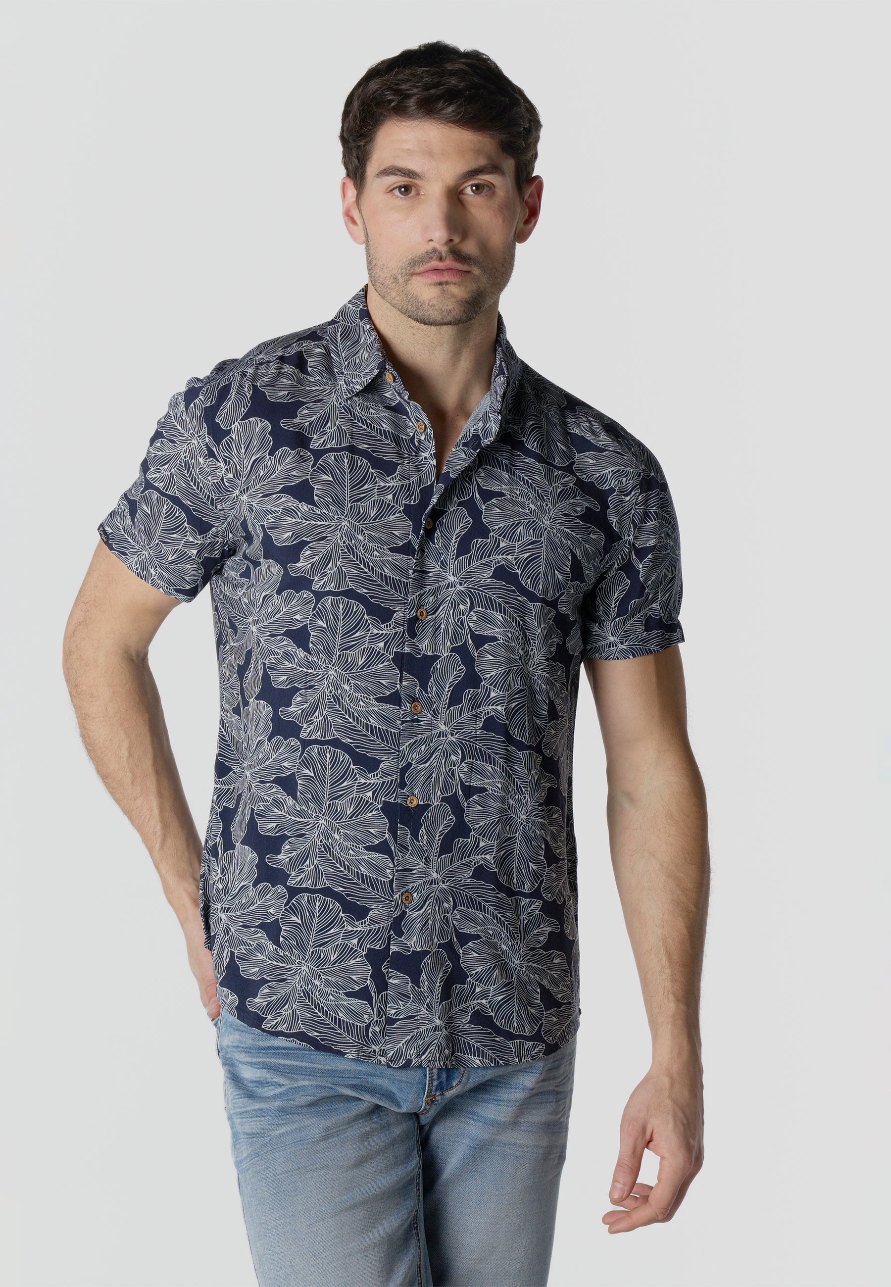 Camisa manga corta casual estampada hombre