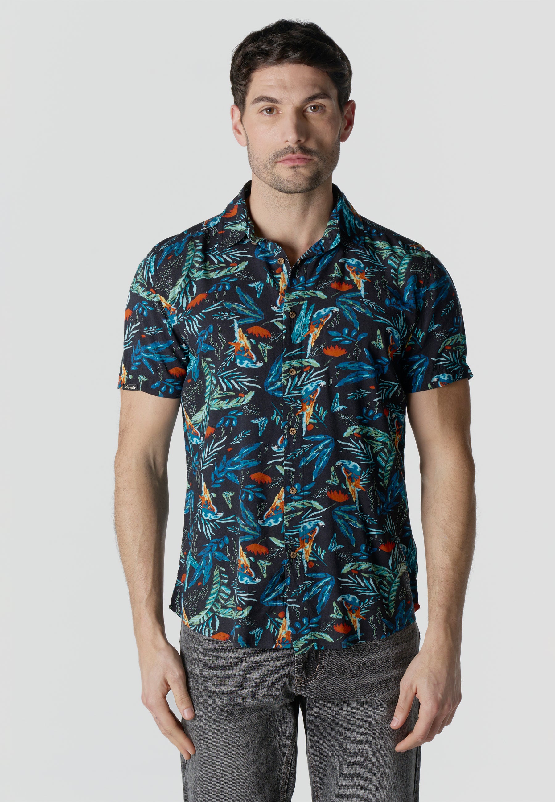Camisa manga corta casual estampada hombre