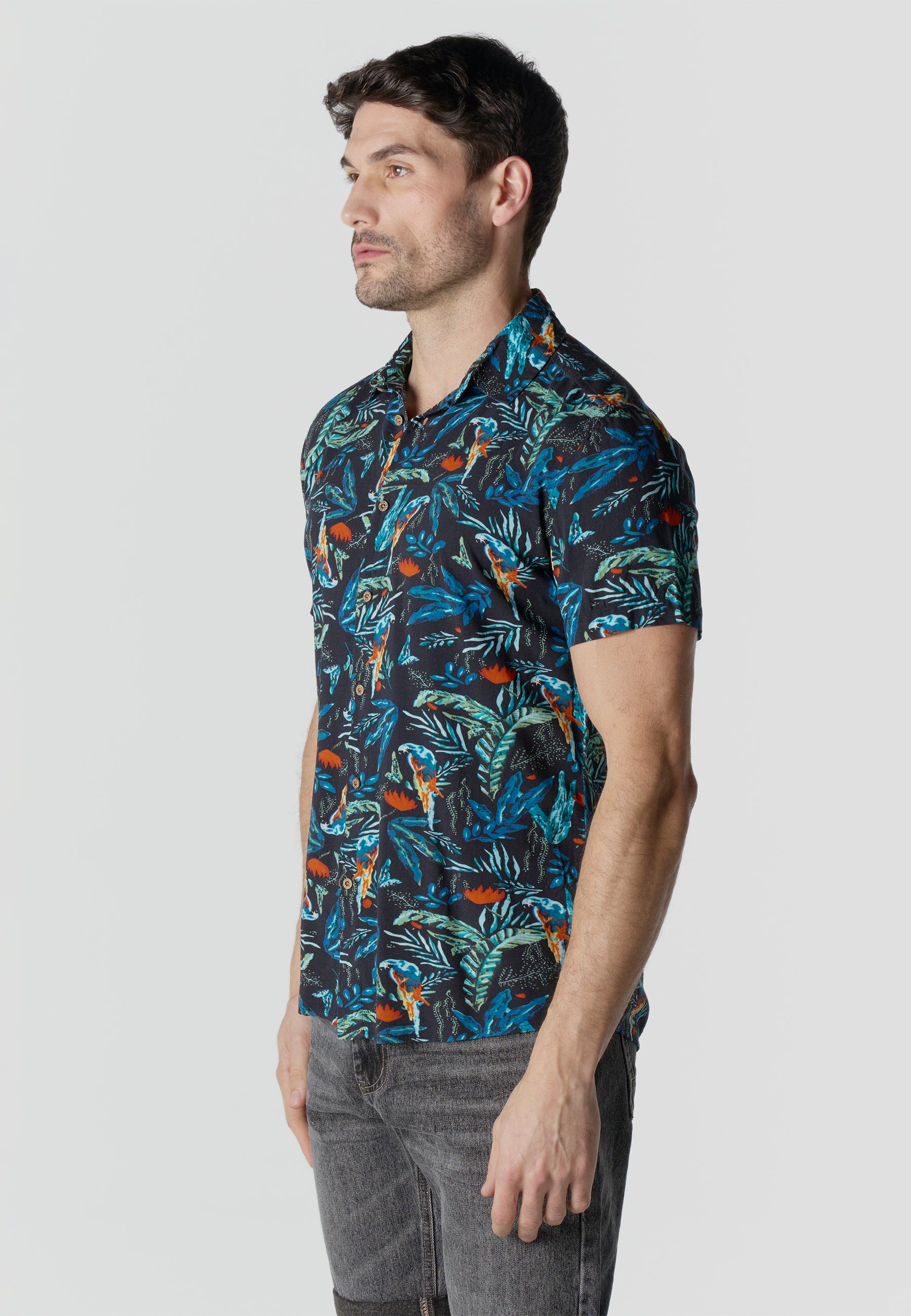 Camisa manga corta casual estampada hombre