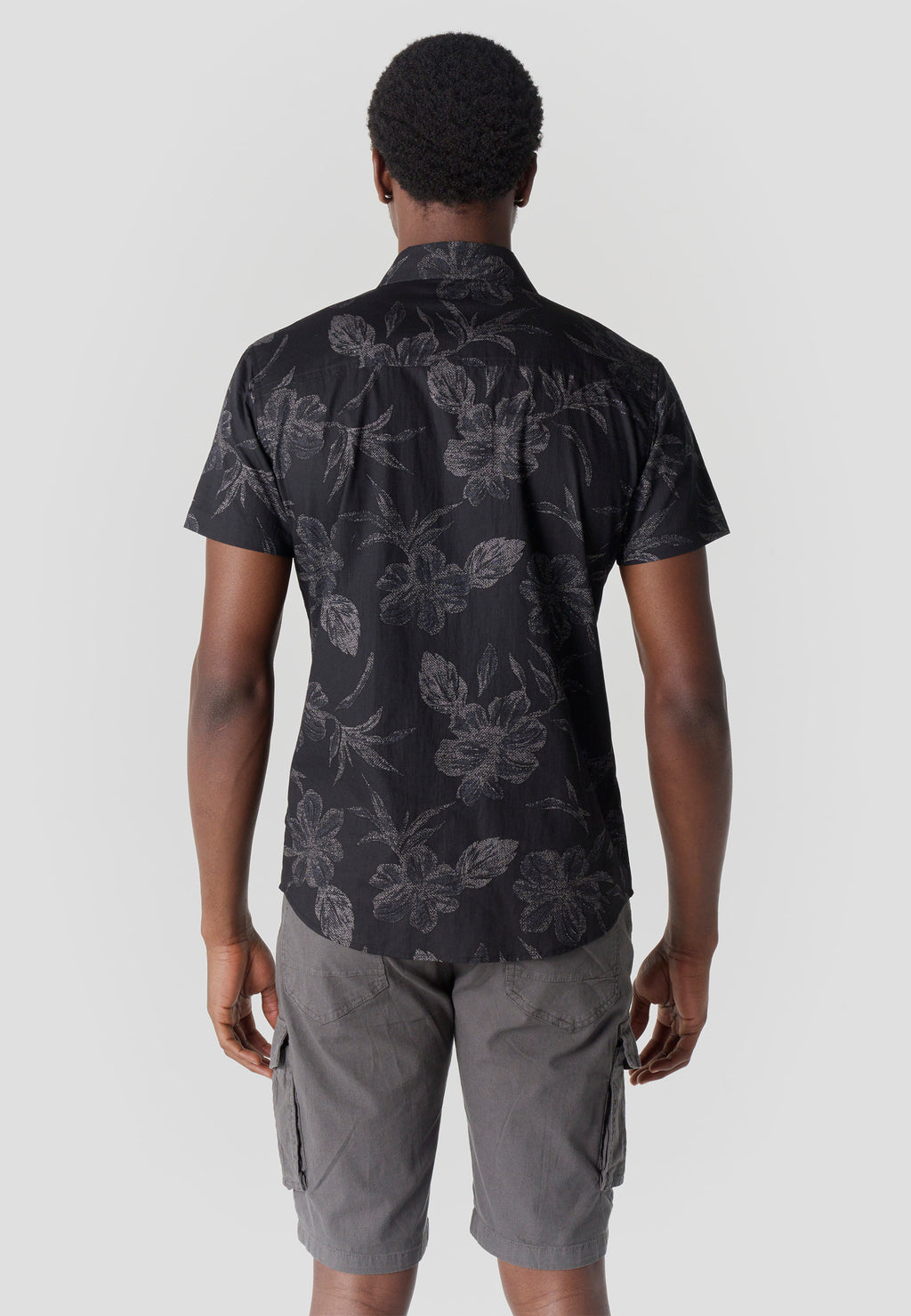 Chemise décontractée tropicale en coton à manches courtes pour homme noir - Koroshi 2611CC43