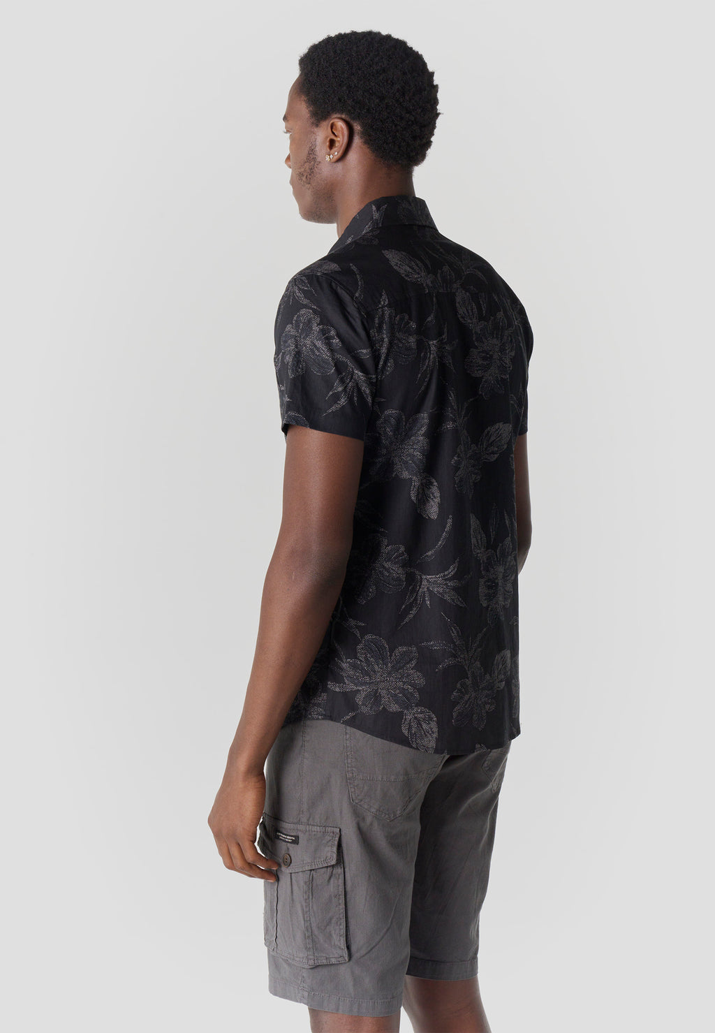 Chemise décontractée tropicale en coton à manches courtes pour homme noir - Koroshi 2611CC43