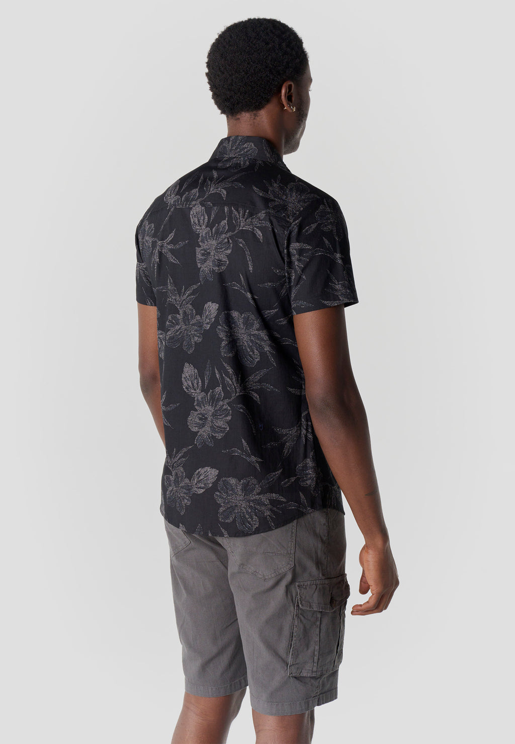 Chemise décontractée tropicale en coton à manches courtes pour homme noir - Koroshi 2611CC43