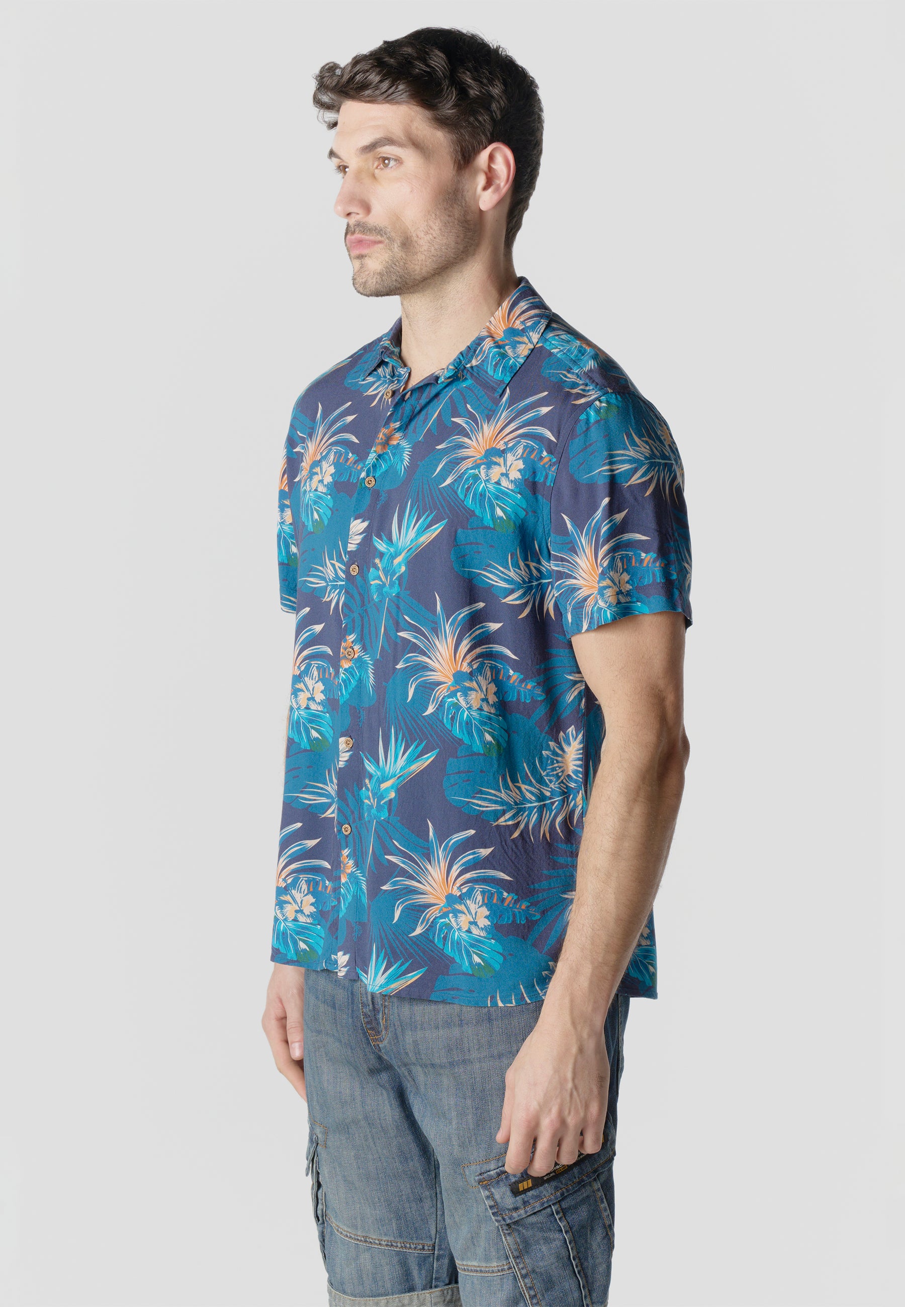 Camisa manga corta casual relaxed hombre