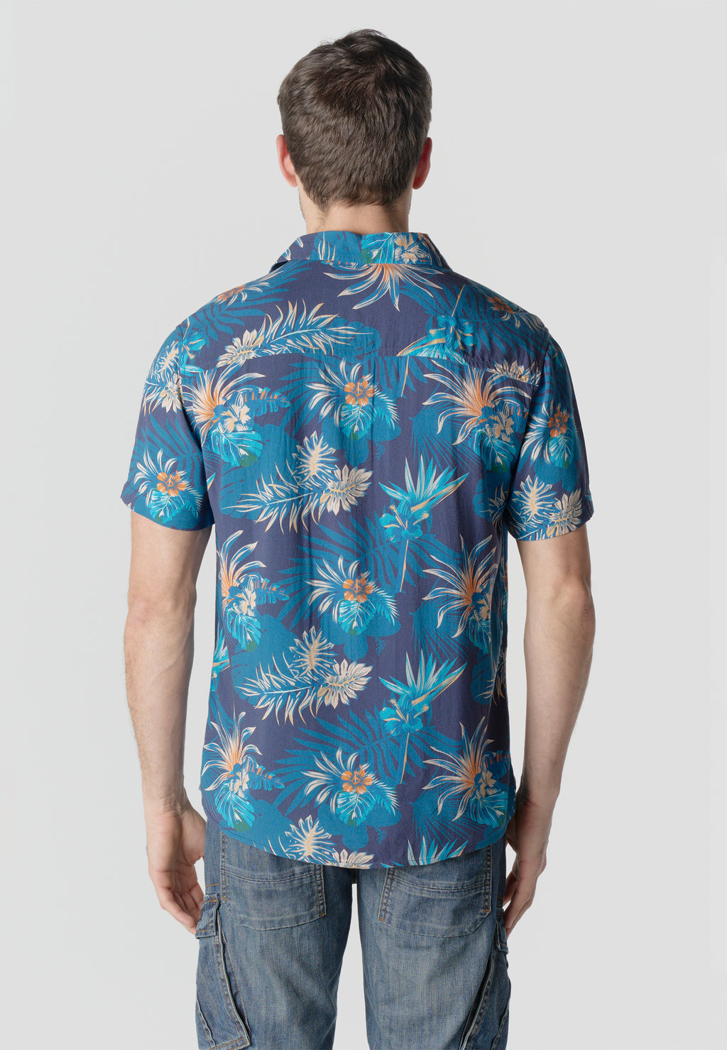 Camisa relaxed estampado étnico azteca viscosa manga corta hombre azul - Koroshi 2611CC49