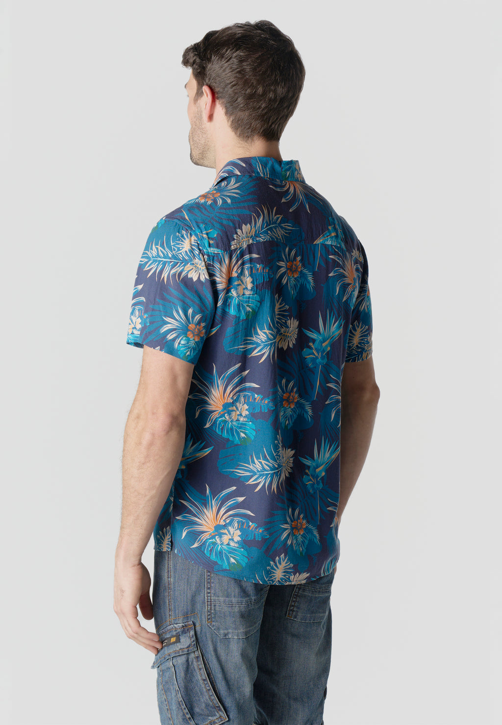 Camisa relaxed estampado étnico azteca viscosa manga corta hombre azul - Koroshi 2611CC49