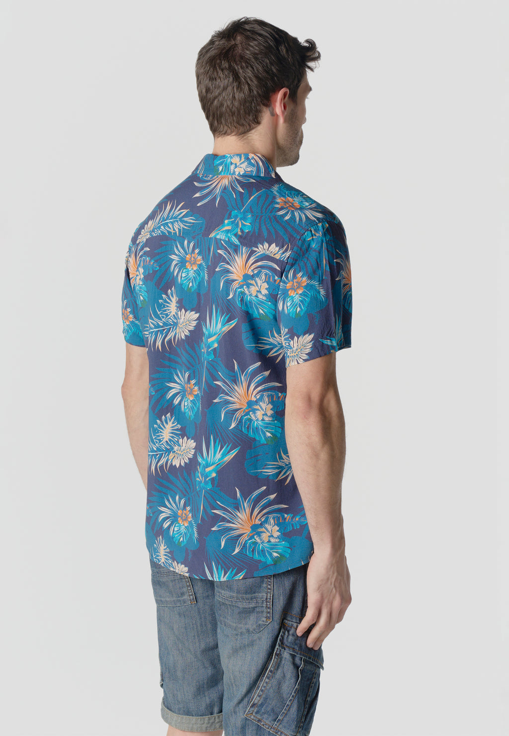 Camisa relaxed estampado étnico azteca viscosa manga corta hombre azul - Koroshi 2611CC49