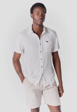 Camisa casual relaxed viscosa lli màniga curta home cru - Koroshi 2611CC62