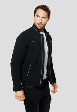 Black men's technical biker jacket - Koroshi 2611JA18