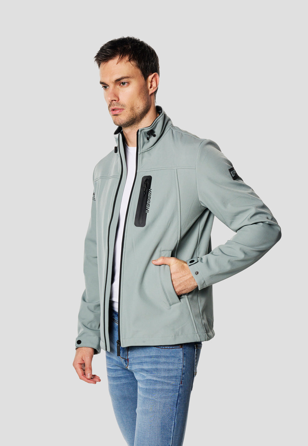 Chaqueta técnica softshell hombre azul turquesa - Koroshi 2611JA41