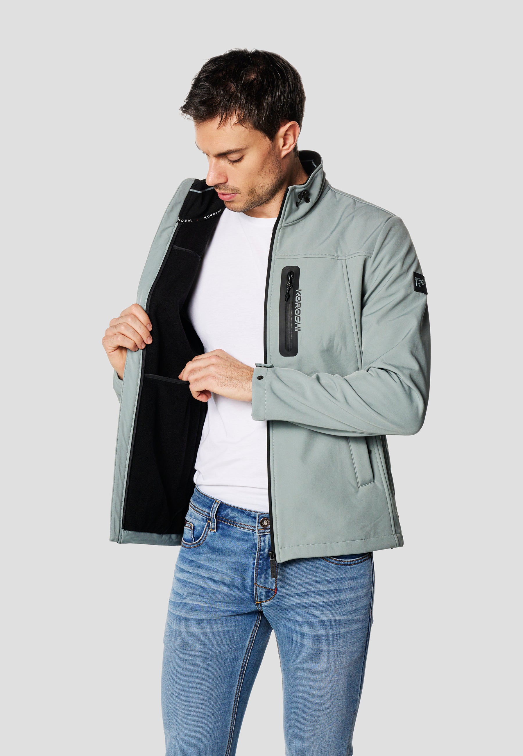 Chaqueta técnica softshell hombre azul turquesa - Koroshi 2611JA41
