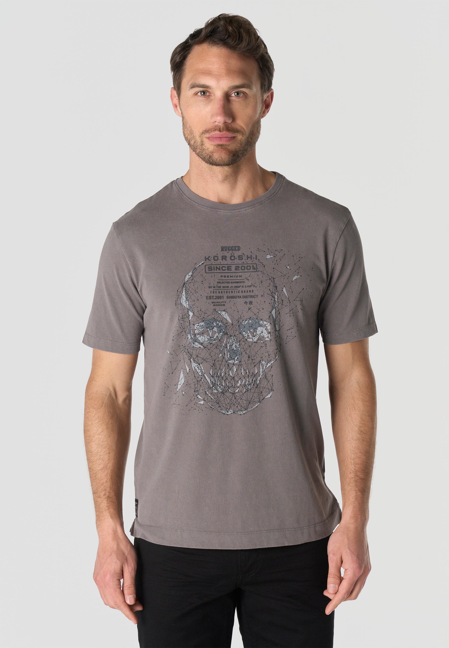 Printed cotton crew t-shirt