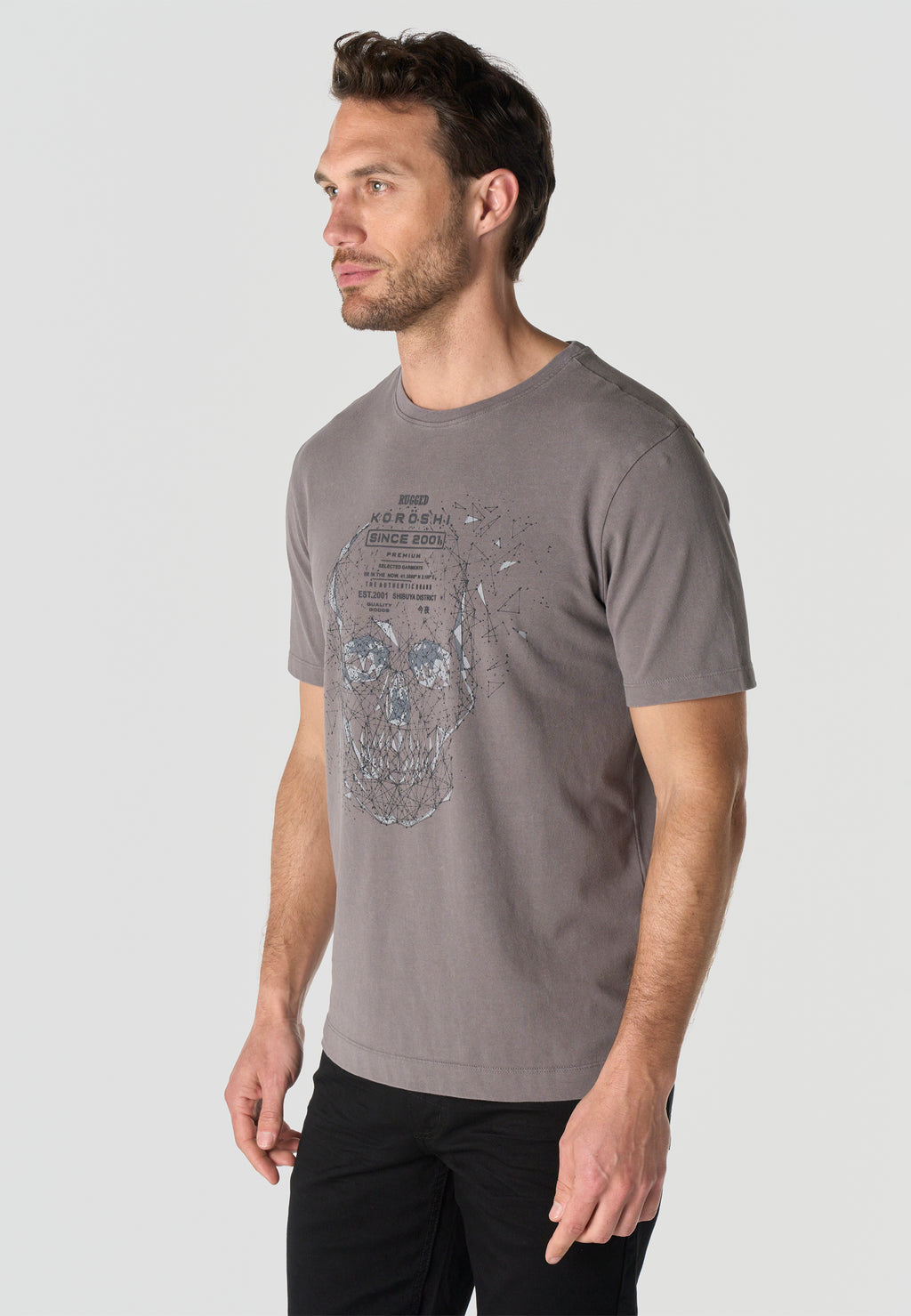 Printed cotton crew t-shirt