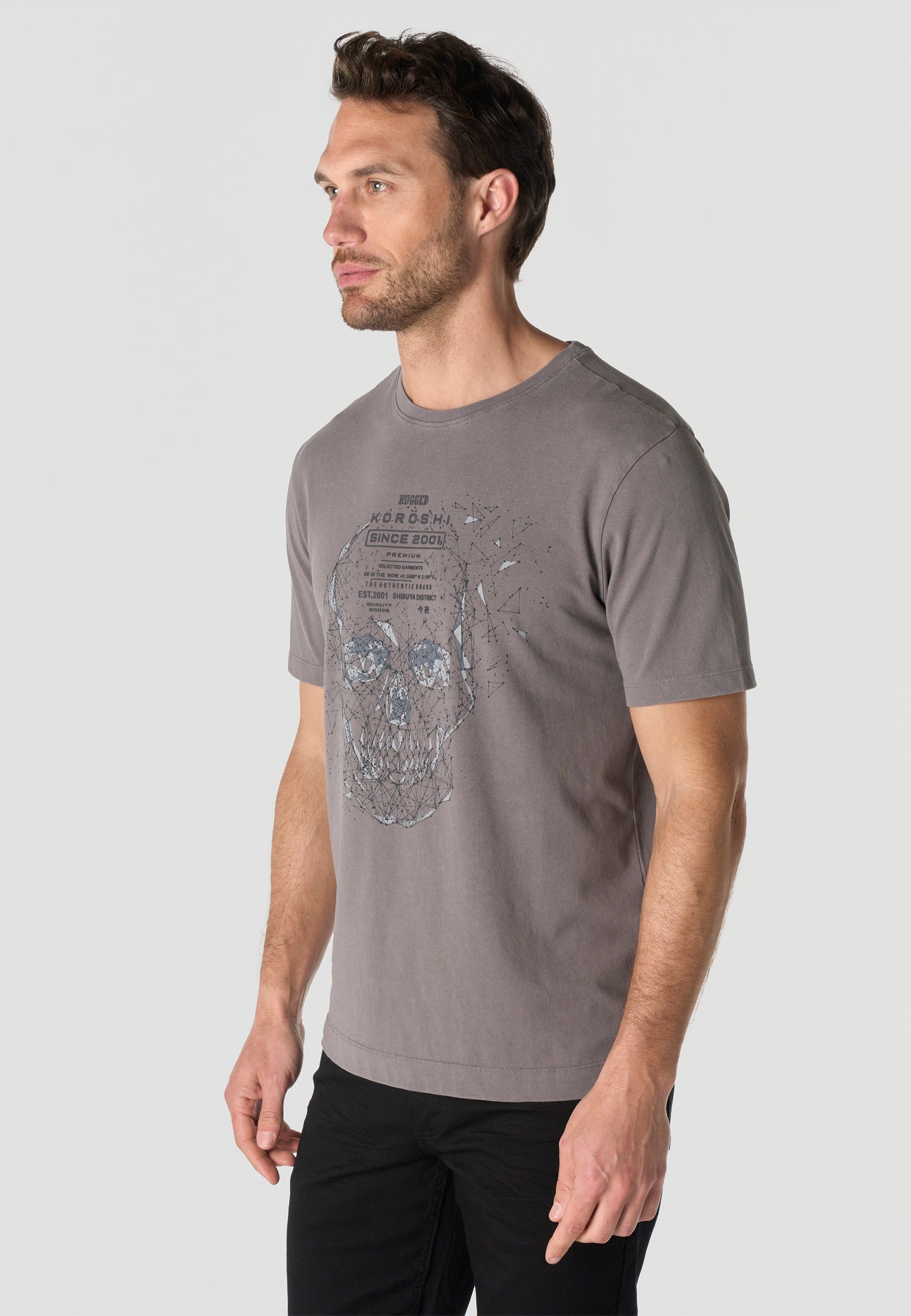 Printed cotton crew t-shirt