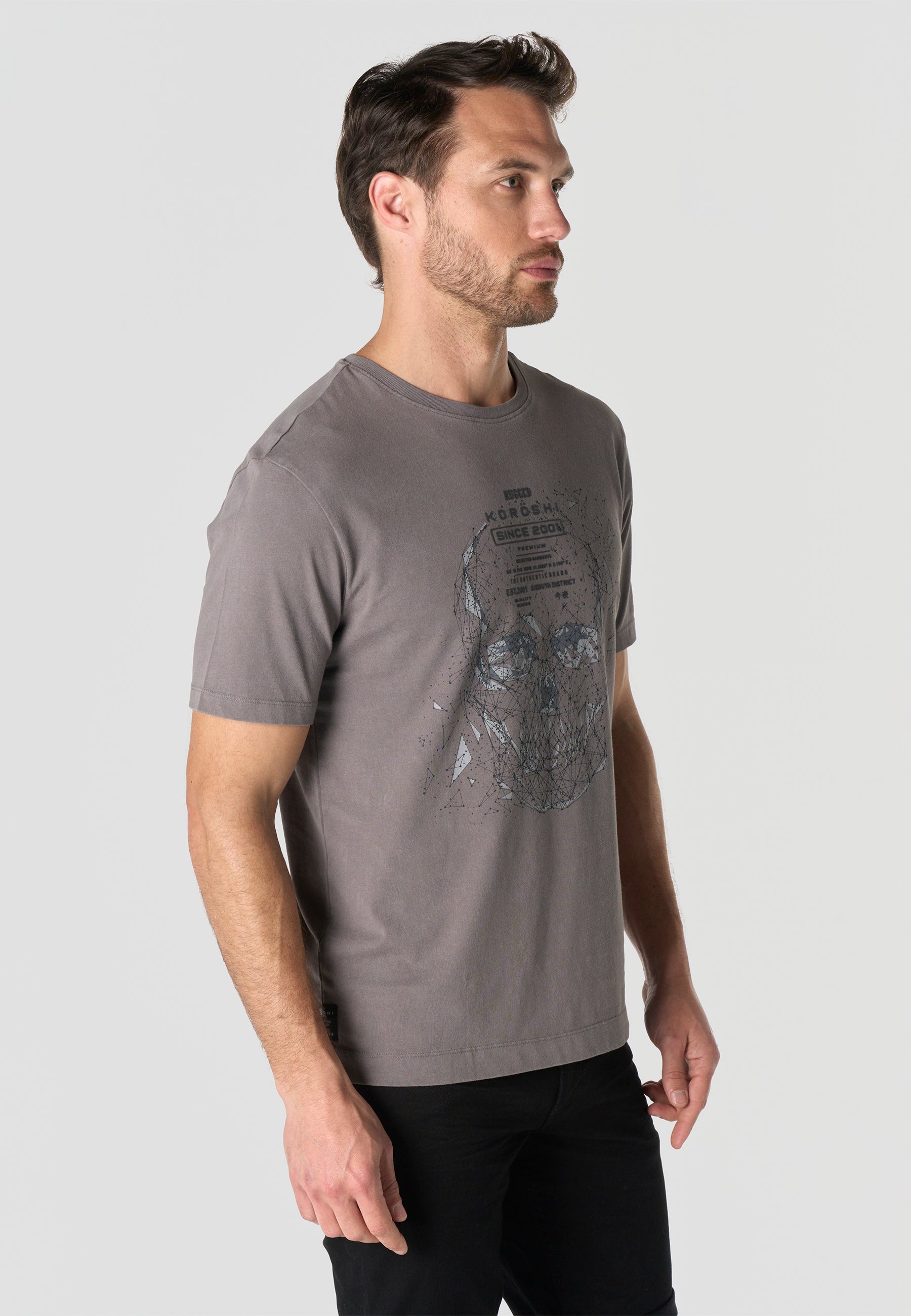 Printed cotton crew t-shirt
