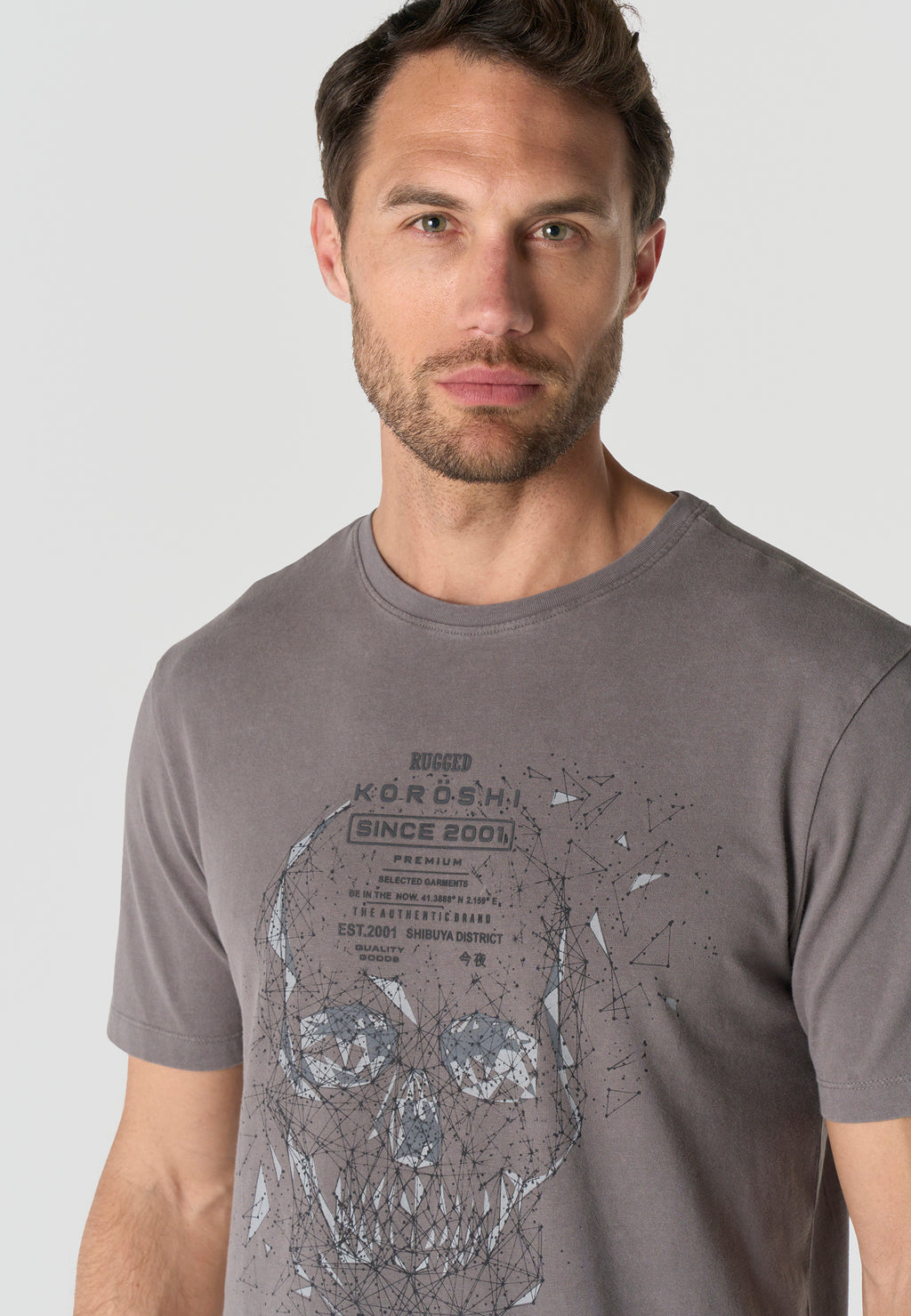 Printed cotton crew t-shirt