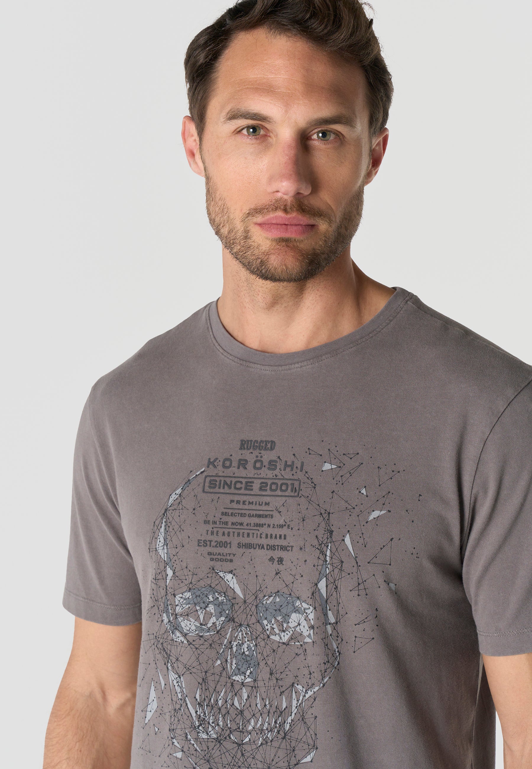 Printed cotton crew t-shirt