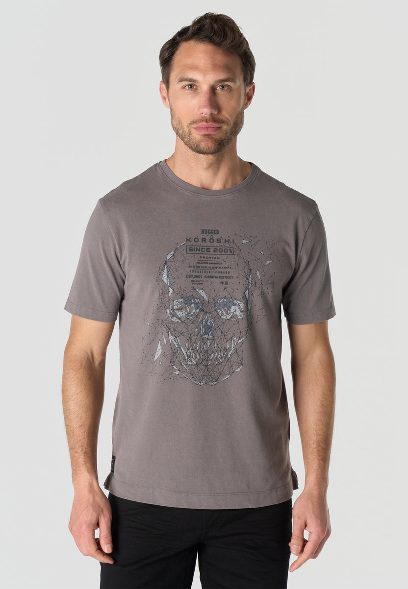Bedrucktes Rundhals-T-Shirt aus Baumwolle