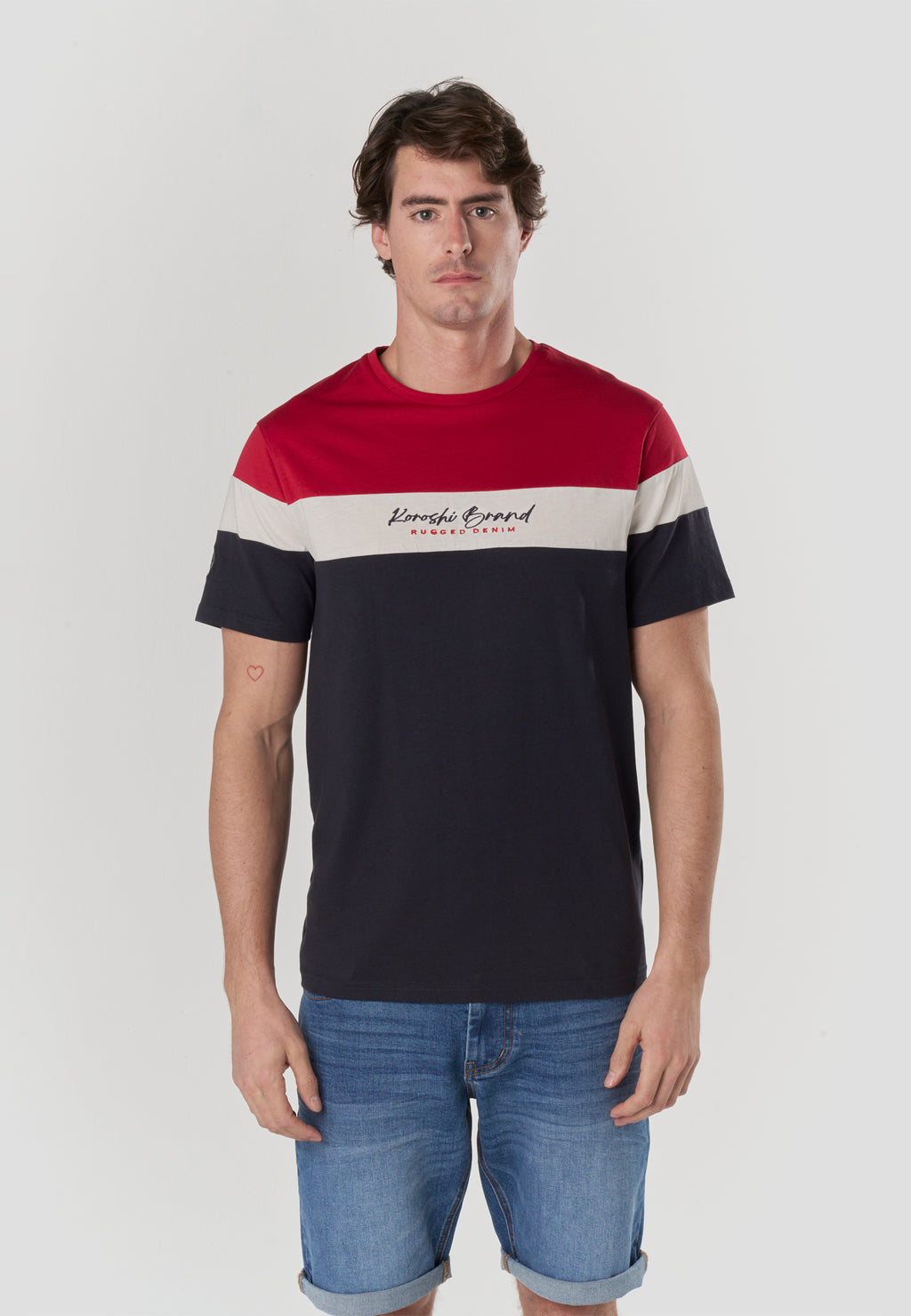 Samarreta color block logo màniga curta home navy - Koroshi 2611MC34